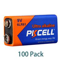 100 Pack 9V Battery Alkaline Battery 6LR61 for Smoke Detectors