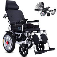 Lightweight Folding Electric Wheelchair,Sitting and Lying 2 in 1 Power Transport Wheelchair Chair, Electric Wheelchairs for Adults Elderly, Rollator Walker with Seat
