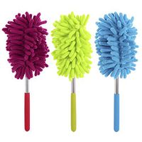 BESTOMZ 3pcs Telescoping Microfiber Hand Dusters Anti-Static Chenille Dusting Brush with Extendable Pole for Car Kitchen House Cleaning