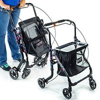 Shop N Go Folding Adjustable Height Walker Rollator + Tote Bag & Tray - Pink Floral Color