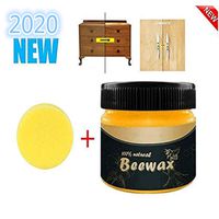 YiYLunneo Wood Seasoning Beewax, Multipurpose Furniture Care Beeswax, Home Cleaning Multipurpose Natural Beeswax Polished, Nourishes, Protects Dry Wood (1pc Beewax + 1pc Sponge)