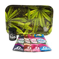 Bundle - 6 Items Be Lit Leafy Rolling Tray with (4) Assorted Twisted Hemp Wraps All Natural