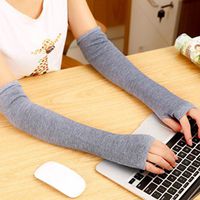 Meolin Winter Arm Gloves Long Fingerless Gloves Women's Long Arm Sleeves,light Grey,