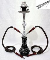 2 hose 22" Black Hookah pipes nargila bars narguile nargile glass water Vase new