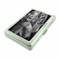 Cigarette Case with Built in Lighter Sugar Skull S19 Smoking King Size Cigarettes Silver Metal Wallet 4" X 2.75" RFID Protection Candy