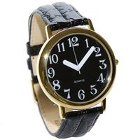 Unisex Low Vision Watch Gold Tone Black Face