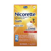 Nicorette Nicotine Gum, Stop Smoking Aid, 2 mg, Fruit Chill Flavor, 20 count
