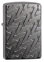 Personalized Custom Message Engraved on Back Armor  Geometric Weave Design Indoor Outdoor Windproof Zippo Lighter
