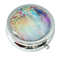 WuCong Colorful Flowers Custom Fashion Design Glass Round Pill Case Western Medicine Tablet Holder Decorative Box