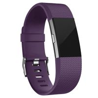 iGK Replacement Bands Compatible for Fitbit Charge 2, Adjustable Replacement Bands with Metal Clasp Classic Edition Plum Small
