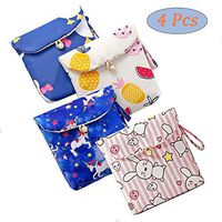Cobrays 4 Pcs Cotton Sanitary Napkins Bag, Cute Menstrual Cup Pouch, Women Nursing Pad Holder, Multifunction Purse for Girls
