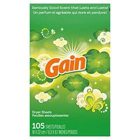 Gain, Fabric Softener Dryer Sheets, Original Scent, 105 Count