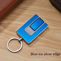 Mopoq Creative USB Electric Wire Charging Lighter Windproof Male Cigarette Lighter Ultra-thin Key Key Ring Lighter Unique Design With Magnetic Buckle Flameless Windproof Electric Lighter Charging Line