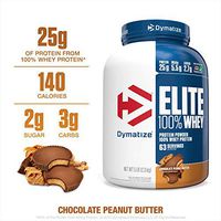 Dymatize Elite 100% Whey Protein Powder, 25g Protein, 5.5g BCAAs & 2.7g L-Leucine, Quick Absorbing & Fast Digesting for Optimal Muscle Recovery, Chocolate Peanut Butter, 5 Pound