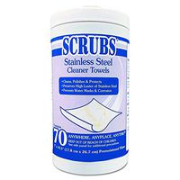 Scrubs 91970 Stainless Steel Cleaner Towels, 7 x 10 1/2, 70 Wipes/Pack (Case of 6 Packs)