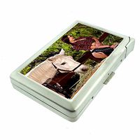 Farmer's Daughter Pin Up Girls Farm Girls USA D4 Cigarette Case Lighter Smoking King Size Cigarettes Silver Metal Wallet 4" X 2.75" RFID Protection