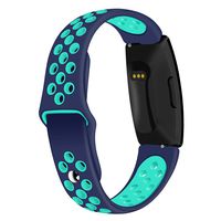 Lintelek Replacement Bands Compatible with Fitbit Inspire HR,Soft Friendly Silicone Wristband,Washable Breathable Straps for Sports Women Men,Small Large (Blue Green+Grey Green, Small)