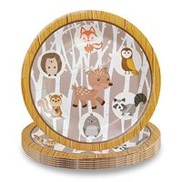 Cieovo 24 Count Disposable Plates Woodland Animal Party Paper Plates Dinner Dessert Plates for Animals Theme Birthday Shower Party Supplies