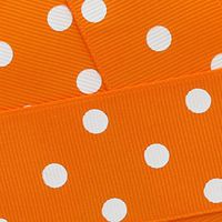7/8" Grosgrain Ribbon White Dots 668 Tangerine 25yd