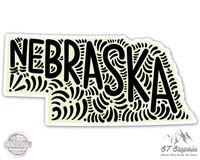 Nebraska Shape Cute Letters Native Local - 3" Vinyl Sticker - For Car Laptop I-Pad Phone Helmet Hard Hat - Waterproof Decal