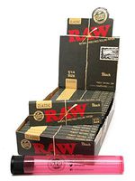 RAW Black Natural Unrefined 1 1/4 Rolling Papers (24 Packs/Full Box) with Rolling Paper Depot KewlTube