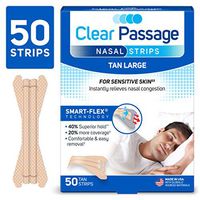 Clear Passage Nasal Strips Large, Tan, 50 ct | Works Instantly to Improve Sleep, Reduce Snoring, Relieve Nasal Congestion Due to Colds & Allergies