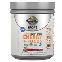 Garden of Life Sport Organic Pre Workout Energy Plus Focus Vegan Energy Powder, Sugar Free, BlackBerry Cherry, 8.1oz (231g) Powder
