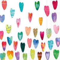 Ideal Home Range 40 Count 3-Ply Cocktail Beverage Paper Napkins, Rainbow Hearts (2 Packs of 20 Count Each)