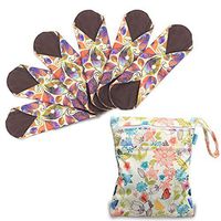 Teamoy 6Pcs10 Inches Sanitary pad, Reusable Washable Cloth Menstrual Pads/Panty Liners with Wet Bag, Super-Absorbent, Soft and Comfortable, Perfect for General Flow(Medium, Leaves)