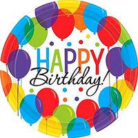 Amscan 750002 Balloon Bash disposable-plates, 60-Count, Multicolor