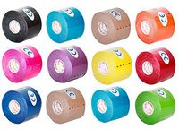 Kinesiology Tape Pro, Athletic Waterproof Muscle Support Adhesive Kinesio Sport Tape for Athletes 2 inches x 16.4 feet, 12 Rolls, Light Blue