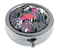 Top A Flamingos Custom Personalized Round Pill Box Decorative Box Vitamin Container Pocket Or Wallet (Flamingos-2)