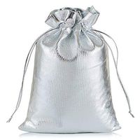 BZCTAH 100pcs Reusable Grocery Bags with Drawstring, Smooth Metalic Bling Sachet Bags, Canvas Bags, Gift Bags for Party, 5.9" x 7.87", Silver#3