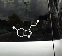 Serotonin Seratonin - Happiness - Central Nervous System -Chemical Compound Skeletal Formula - 6" White Vinyl Decal for Macbooks and Cars