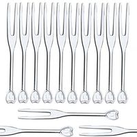 BalsaCircle 600 pcs 3.5-Inch Clear Plastic Cocktail Forks - Disposable Wedding Party Catering Tableware