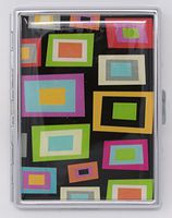 Classic Retro Squares Print Compact (9 100s) Metal-Plated Cigarette Case & Stash Box