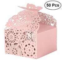 BESTOYARD 50PCS Hollow Die-Cut Butterfly Favor Boxes Wedding Candy Boxes Wedding Gift Boxes - Pink