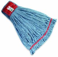 Rubbermaid Commercial FGA25306BL00 Web Foot Shrinkless Wet Mop, Large, 5-inch Red Headband, Blue