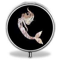 IMLONE Pill Organizer, Customized Mermaid Pill Boxes with 3 Components for Purse