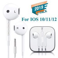 VOWSVOWS Headphones/Earphones/Earbuds,3.5mm aux Wired Headphones Noise Isolating Earphones Built-in Microphone & Volume Control Compatible iPhone iPod iPad Android/MP3 MP4 (2PACK)(White)