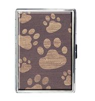 Cigarettes Case Holder - Paw Prints Design Stainless Steel ID Credit Card Cigarettes Case Stylish Wallet