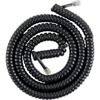 15 Feet Coild Black Phone Telephone Extension Cord Cable Wire with Standard RJ-11
