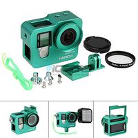 CNC Aluminium alloy Protective Housing Shell Case Frame+UV for Gopro Hero 4 Green