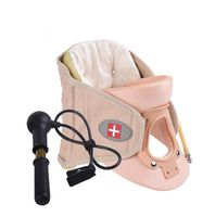 FGSJEJ Manual Cervical Traction Device, Inflatable Home Cervical Physiotherapy Device, Adult Cervical Vertebra Fixation Device, Unisex Household Cervical Collar (Color : Beige, Size : One Size)