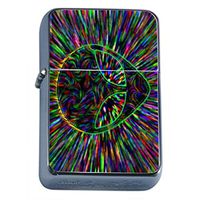 Technicolor Psychedelic Alien Flip Top Oil Lighter Em1 Smoking Cigarette Silver Case Included