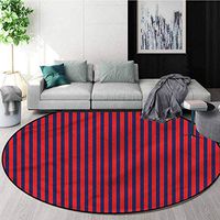 RUGSMAT Geometric Machine Washable Round Bath Mat,Bicolor Vertical Stripes Coffee Table Mat Non-Skid Living Room Carpet Round-63