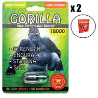 Green Gorilla 18000 (2 Caps) Male Performance, Energy, Enhancement, and Endurance Bundle with Enhancing Booklet (3 Items)