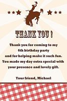 30 Personalized Thank You Cards Red Gingham Rodeo Cowboy Cowgirl Western Design Birthday Party + 30 White Envelopes
