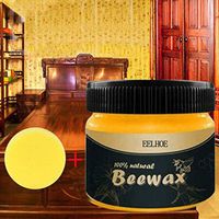 100% Natural Beeswax Furniture Polish Beeswax for Wood Furniture Cleaner Polish Wipes Preservative Wax Renew Cutting Boards Bamboo Wooden Surfaces (Black, 1 x Wood Seasoning Beewax +1 × Sponge)