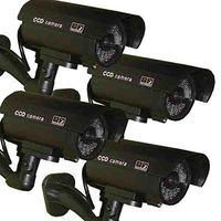 4 Pack - JYtrend (TM) Outdoor Dummy Fake Security Camera with Inflared LEDs Blinking Light, Black